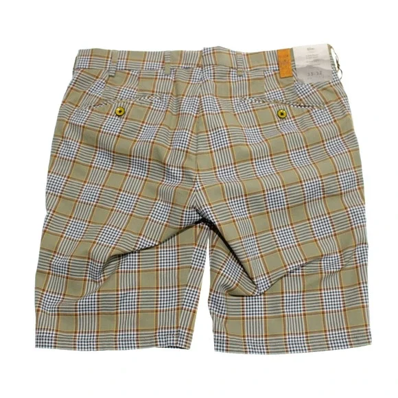 Meyer MMX NWT Slim Casual Shorts Size 36 US B-Pegasus Green Plaid Cotton Blend Men